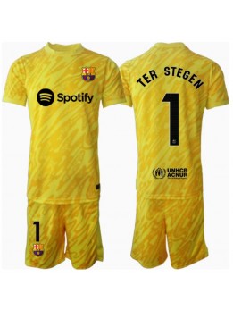 Barcelona Ter Stegen #1 Målvakt Replika Hemmakläder Barn 2024-25 Kortärmad (+ byxor)